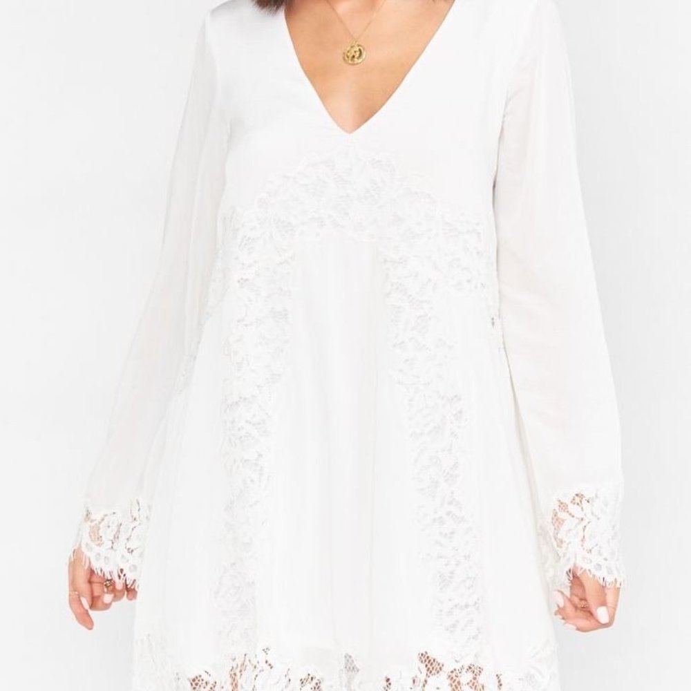 SMYM Carrie Flare Mini Dress White Lace - Picture 2 of 7